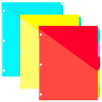 INFUN 8-Tab Plastic Binder Dividers with Front Pockets - 3 Sets, Multicolor Pocket dividers for 3-Ring Binders, dividers with tabs 24 pcs