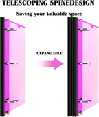 INFUN 1" & 1.5" Telescoping 3-Ring Binder – 6-Pack | Space-Saving Adjustable Spine | Customizable Front Cover