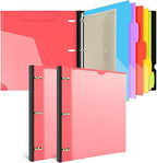 INFUN 1 Inch 3-Ring Telescoping Project Organizer Binder,13 Pocket, Customizable Front Cover, 5 Colors Pocket Divider and Plastic Binder Pocket，225 Sheet Capacity