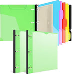INFUN 1 Inch 3-Ring Telescoping Project Organizer Binder,13 Pocket, Customizable Front Cover, 5 Colors Pocket Divider and Plastic Binder Pocket，225 Sheet Capacity