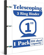 INFUN 0.75 Inch Telescoping 3 Ring Binder - 4 PCS, Flexible Round Binder with Customizable Front Cover and Clear Catalog Pocket, 0.75Inch Rings, 160 Sheet Capacity-Black