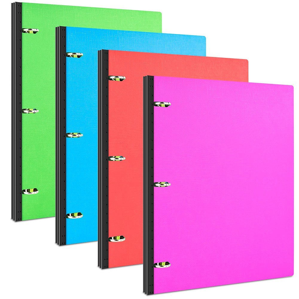 INFUN Telescoping 3 Ring Binder - 4PCS, Portable Plastic 3 Ring Binder with Telescoping Spine, Binders with Foldable Front Cover Holds 8.5"x11" Paper for School, Office, Homes