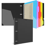 INFUN 1 Inch 3-Ring Telescoping Project Organizer Binder,13 Pocket, Customizable Front Cover, 5 Colors Pocket Divider and Plastic Binder Pocket，225 Sheet Capacity