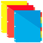 INFUN Plastic 8-Tab Dividers with Two Pockets - 3 Sets, 24 PCS Multicolor Binder Dividers with Pockets,8 -Tab Dividers for 3 Ring Binder