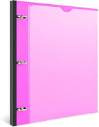 INFUN 0.75 Inch Telescoping 3 Ring Binder - 4 PCS, Flexible Round Binder with Customizable Front Cover and Clear Catalog Pocket, 0.75Inch Rings, 160 Sheet Capacity-Black