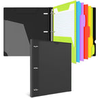 INFUN All-in-one Telescoping Binder Notebook，3 Ring Notebook Binder with 1 Plastic Movable Pocket Folder,5 Plastic Subject dividers and Graph Paper and College Ruled Paper - Red
