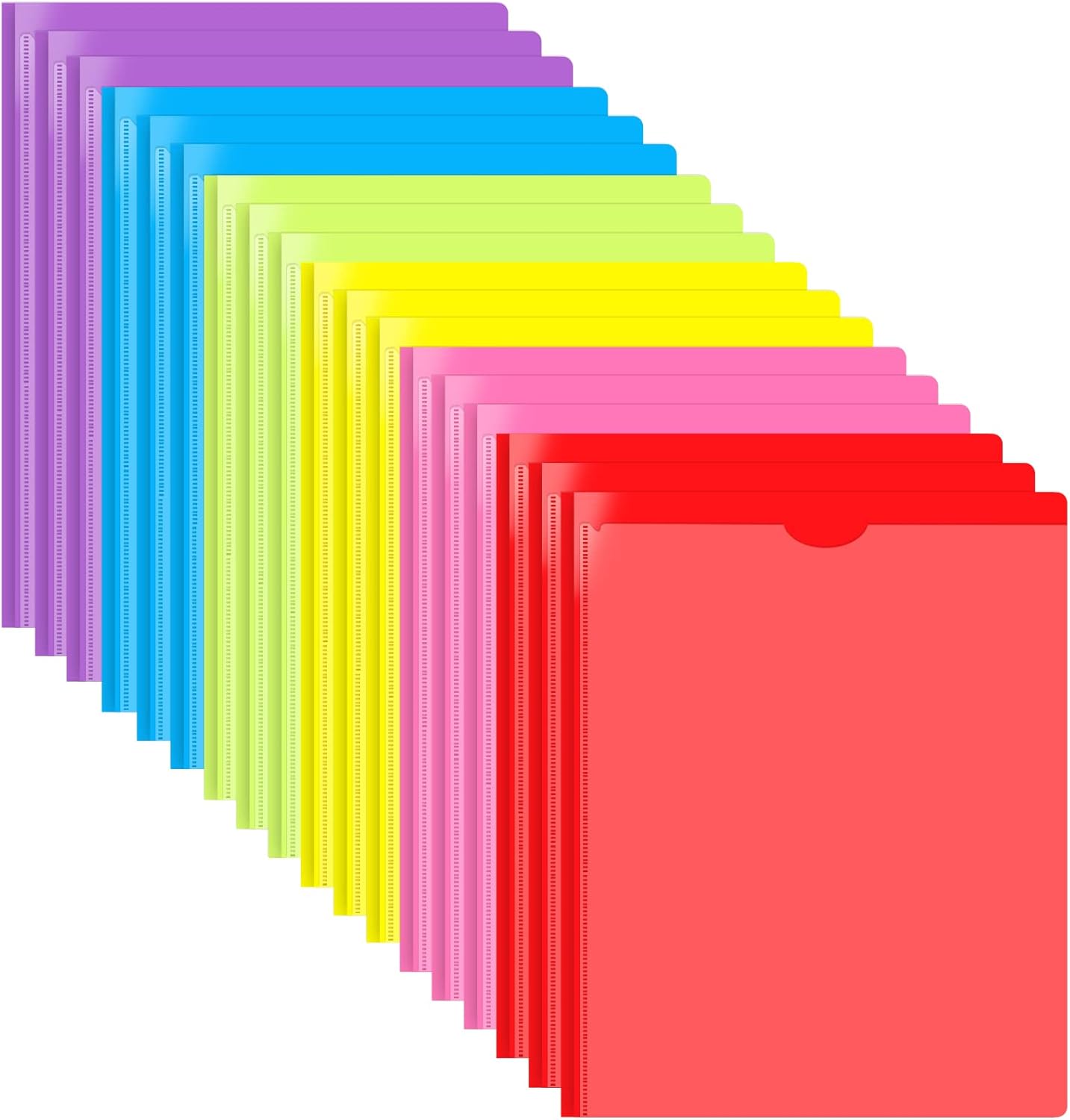 INFUN Heavy Duty Plastic Folders with Clear Front Pocket and Holes-18 Pack,Assorted Colors Folder with 2 Pockets and 3 Holes for 3 Ring Binders,Folder with Card Slot for School,Office and Home