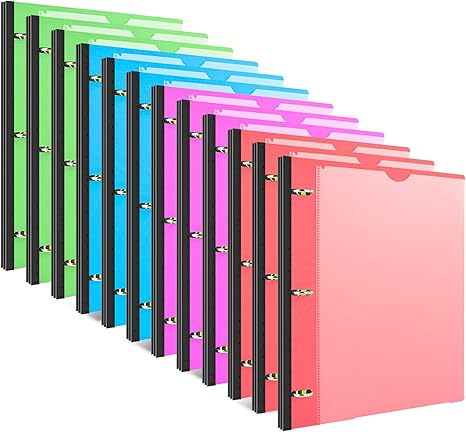 INFUN 0.75 Inch Telescoping 3 Ring Binder - 4 PCS, Flexible Round Binder with Customizable Front Cover and Clear Catalog Pocket, 0.75Inch Rings, 160 Sheet Capacity-Black