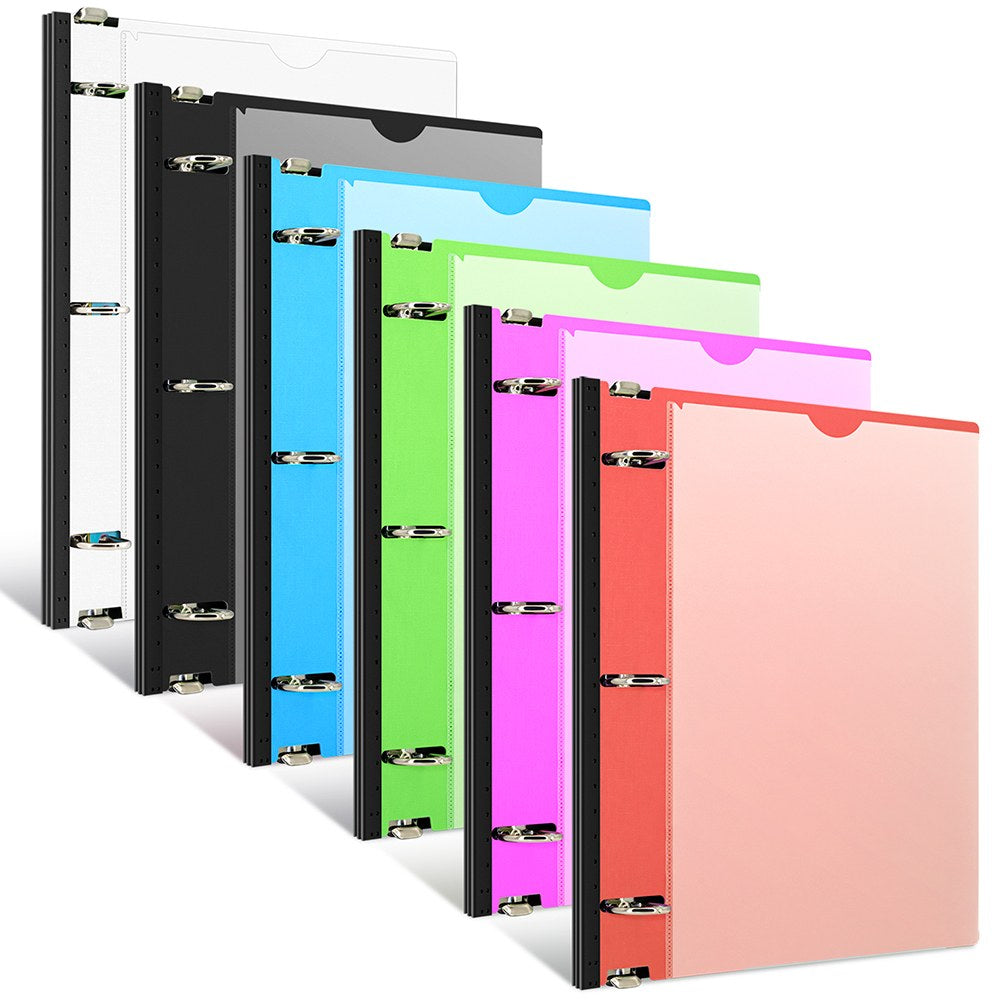INFUN 1" & 1.5" Telescoping 3-Ring Binder – 6-Pack | Space-Saving Adjustable Spine | Customizable Front Cover