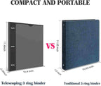 INFUN 0.75 Inch Telescoping 3 Ring Binder - 4 PCS, Flexible Round Binder with Customizable Front Cover and Clear Catalog Pocket, 0.75Inch Rings, 160 Sheet Capacity-Black