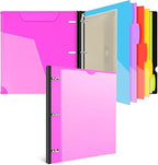 INFUN 1 Inch 3-Ring Telescoping Project Organizer Binder,13 Pocket, Customizable Front Cover, 5 Colors Pocket Divider and Plastic Binder Pocket，225 Sheet Capacity