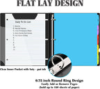 INFUN 0.75 Inch Telescoping 3 Ring Binder - 4 PCS, Flexible Round Binder with Customizable Front Cover and Clear Catalog Pocket, 0.75Inch Rings, 160 Sheet Capacity-Black