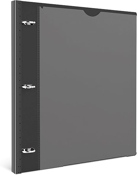 INFUN 0.75 Inch Telescoping 3 Ring Binder - 4 PCS, Flexible Round Binder with Customizable Front Cover and Clear Catalog Pocket, 0.75Inch Rings, 160 Sheet Capacity-Black