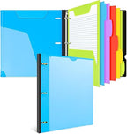 INFUN All-in-one Telescoping Binder Notebook，3 Ring Notebook Binder with 1 Plastic Movable Pocket Folder,5 Plastic Subject dividers and Graph Paper and College Ruled Paper - Red