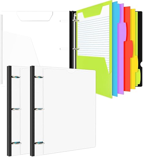 INFUN All-in-one Telescoping Binder Notebook，3 Ring Notebook Binder with 1 Plastic Movable Pocket Folder,5 Plastic Subject dividers and Graph Paper and College Ruled Paper - Red