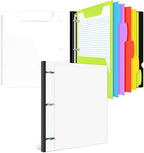 INFUN All-in-one Telescoping Binder Notebook，3 Ring Notebook Binder with 1 Plastic Movable Pocket Folder,5 Plastic Subject dividers and Graph Paper and College Ruled Paper - Red