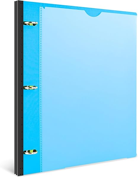 INFUN 0.75 Inch Telescoping 3 Ring Binder - 4 PCS, Flexible Round Binder with Customizable Front Cover and Clear Catalog Pocket, 0.75Inch Rings, 160 Sheet Capacity-Black