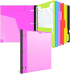 INFUN All-in-one Telescoping Binder Notebook，3 Ring Notebook Binder with 1 Plastic Movable Pocket Folder,5 Plastic Subject dividers and Graph Paper and College Ruled Paper - Red