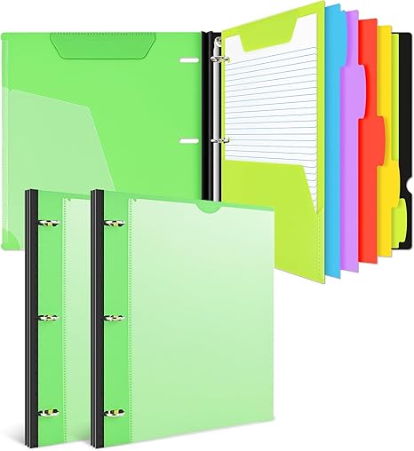 INFUN All-in-one Telescoping Binder Notebook，3 Ring Notebook Binder with 1 Plastic Movable Pocket Folder,5 Plastic Subject dividers and Graph Paper and College Ruled Paper - Red