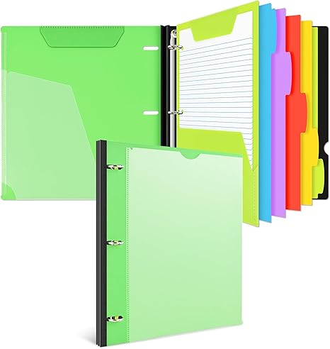 INFUN All-in-one Telescoping Binder Notebook，3 Ring Notebook Binder with 1 Plastic Movable Pocket Folder,5 Plastic Subject dividers and Graph Paper and College Ruled Paper - Red