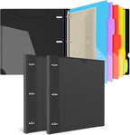 INFUN 1 Inch 3-Ring Telescoping Project Organizer Binder,13 Pocket, Customizable Front Cover, 5 Colors Pocket Divider and Plastic Binder Pocket，225 Sheet Capacity