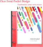 INFUN All-in-one Telescoping Binder Notebook，3 Ring Notebook Binder with 1 Plastic Movable Pocket Folder,5 Plastic Subject dividers and Graph Paper and College Ruled Paper - Red