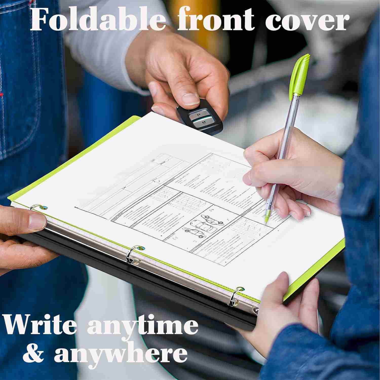 INFUN 0.75 Inch Telescoping 3 Ring Binder - 4 PCS, Flexible Round Binder with Customizable Front Cover and Clear Catalog Pocket, 0.75Inch Rings, 160 Sheet Capacity-Black