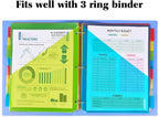 INFUN Plastic 8-Tab Dividers with Two Pockets - 3 Sets, 24 PCS Multicolor Binder Dividers with Pockets,8 -Tab Dividers for 3 Ring Binder