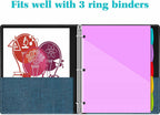 INFUN Plastic 5-Tab Binder Dividers with 2 Pockets - 3 Sets,15PCS Multicolor 2 Pocket Dividers with 3 Holes for 3 Ring Binders ，Total 15 Tabs