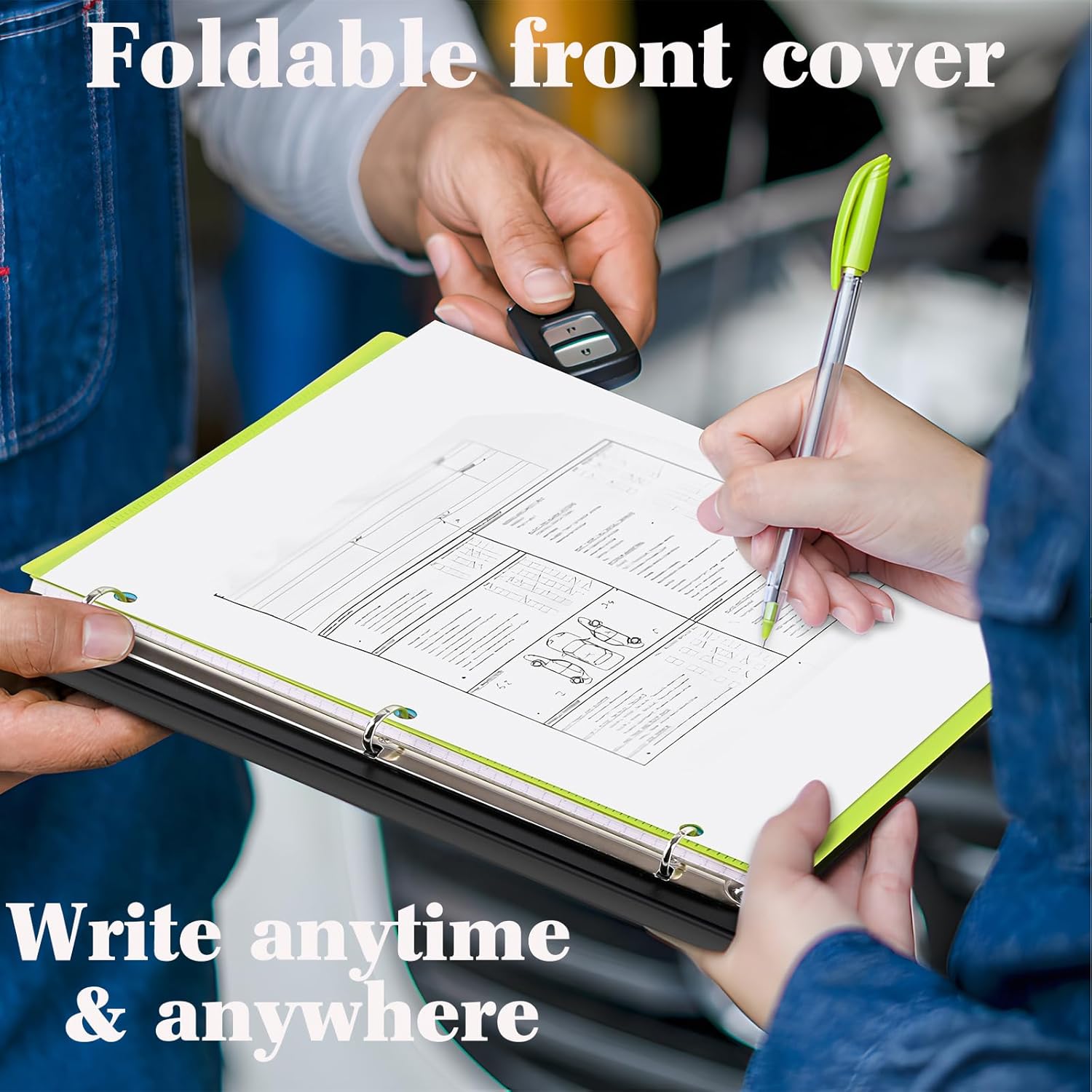 INFUN 1 Inch 3-Ring Telescoping Project Organizer Binder,13 Pocket, Customizable Front Cover, 5 Colors Pocket Divider and Plastic Binder Pocket，225 Sheet Capacity