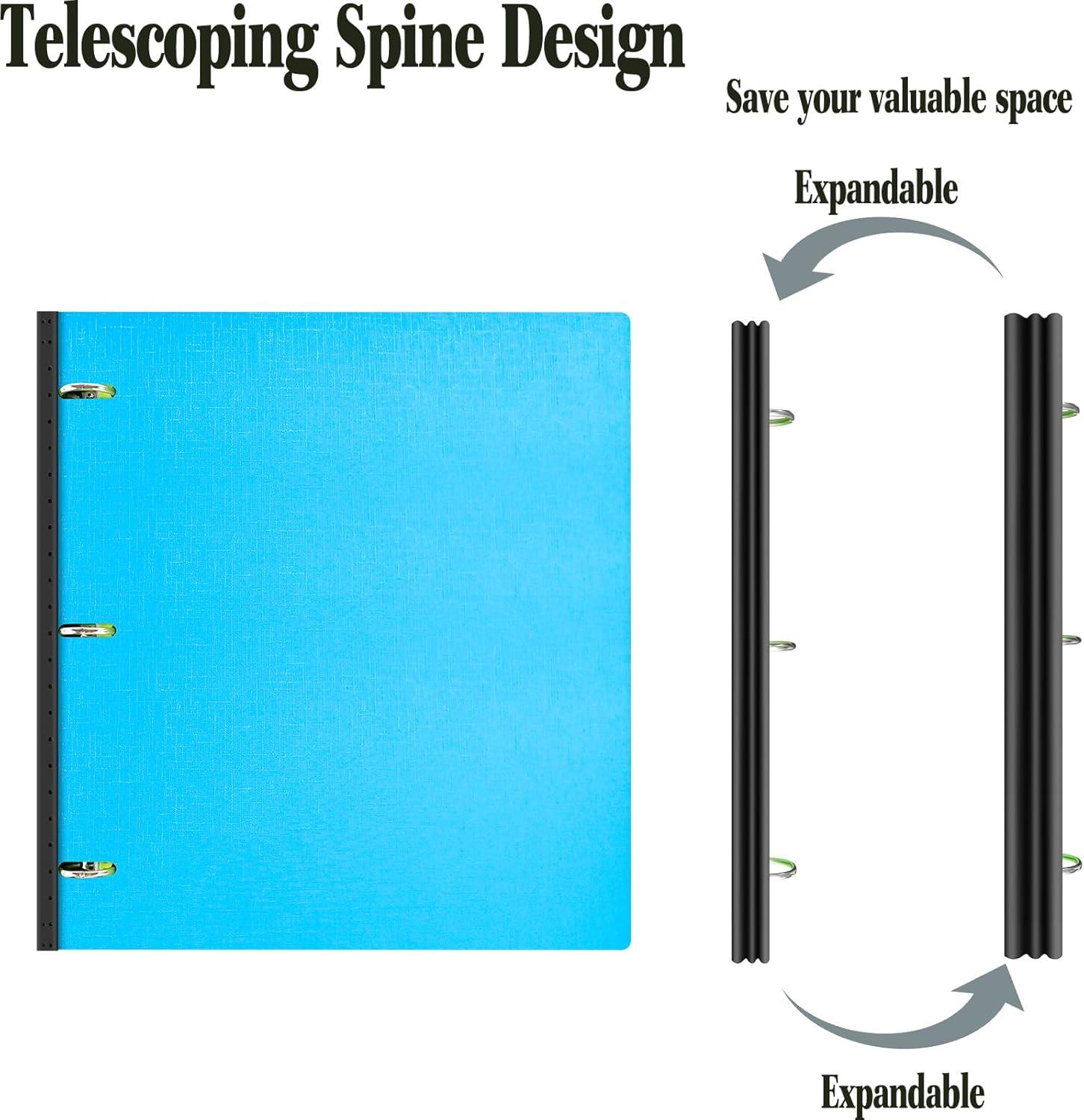 INFUN Telescoping 3 Ring Binder - 4PCS, Portable Plastic 3 Ring Binder with Telescoping Spine, Binders with Foldable Front Cover Holds 8.5"x11" Paper for School, Office, Homes