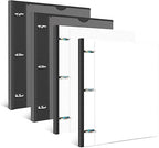 INFUN 0.75 Inch Telescoping 3 Ring Binder - 4 PCS, Flexible Round Binder with Customizable Front Cover and Clear Catalog Pocket, 0.75Inch Rings, 160 Sheet Capacity-Black