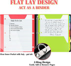 INFUN All-in-one Telescoping Binder Notebook，3 Ring Notebook Binder with 1 Plastic Movable Pocket Folder,5 Plastic Subject dividers and Graph Paper and College Ruled Paper - Red