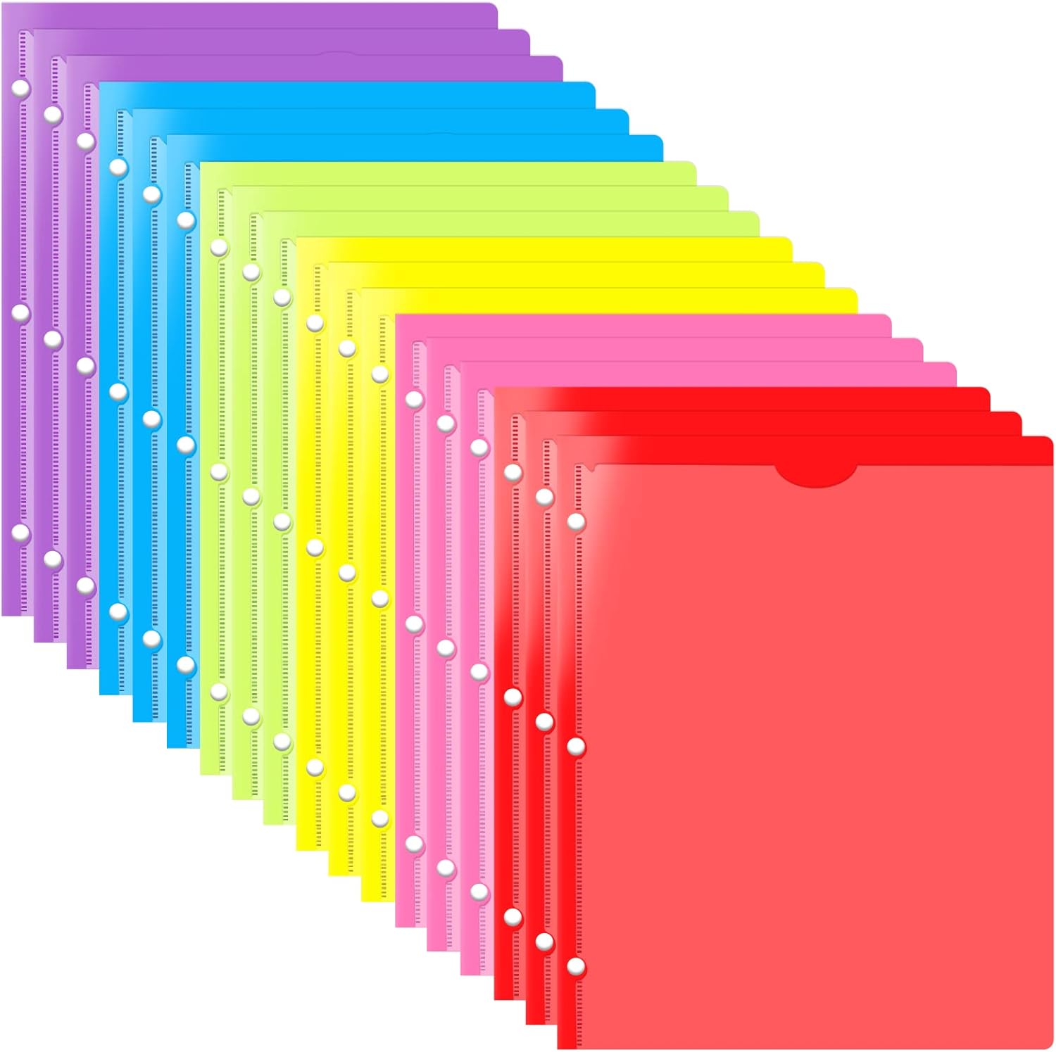 INFUN Heavy Duty Plastic Folders with Clear Front Pocket and Holes-18 Pack,Assorted Colors Folder with 2 Pockets and 3 Holes for 3 Ring Binders,Folder with Card Slot for School,Office and Home