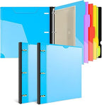 INFUN 1 Inch 3-Ring Telescoping Project Organizer Binder,13 Pocket, Customizable Front Cover, 5 Colors Pocket Divider and Plastic Binder Pocket，225 Sheet Capacity