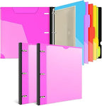 INFUN 1 Inch 3-Ring Telescoping Project Organizer Binder,13 Pocket, Customizable Front Cover, 5 Colors Pocket Divider and Plastic Binder Pocket，225 Sheet Capacity