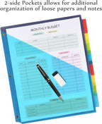 INFUN Plastic 8-Tab Dividers with Two Pockets - 3 Sets, 24 PCS Multicolor Binder Dividers with Pockets,8 -Tab Dividers for 3 Ring Binder