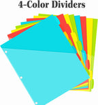 INFUN 8-Tab Plastic Binder Dividers with Front Pockets - 3 Sets, Multicolor Pocket dividers for 3-Ring Binders, dividers with tabs 24 pcs